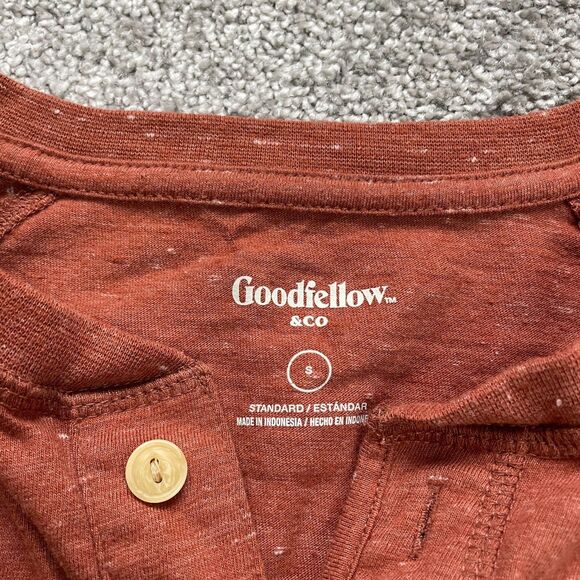 Goodfellow Henley Shirt Mens Small Rust Dark Orange Long Sleeve Casual Outdoor - Picture 4 of 10